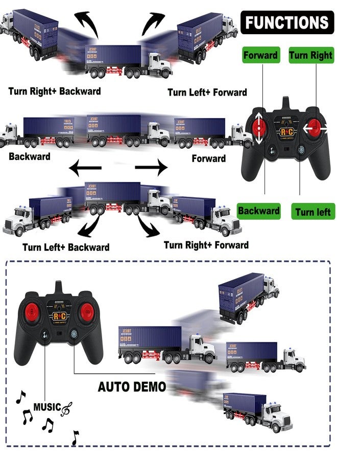 CALEST Remote Control Semi Truck with Trailer -24 Inch Semi Truck Toy for Kids,1:24 Container Truck with LED Lights & Music, Great Gift for Boys Girls - Image 3